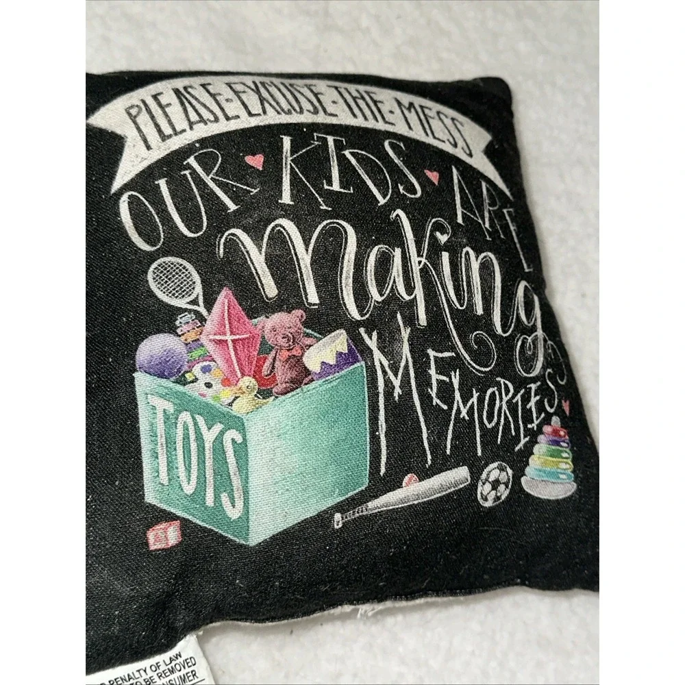 Primitives by Kathy Throw Pillow Making Memories Kids Toy Box Decorative Black